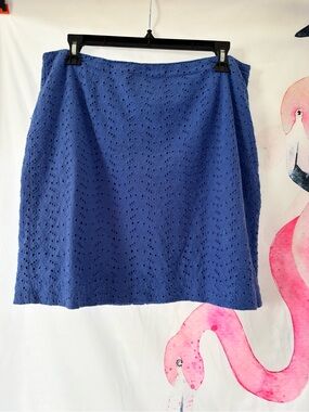 L.L. Bean Royal Blue Eyelet Mini Skirt size 10
